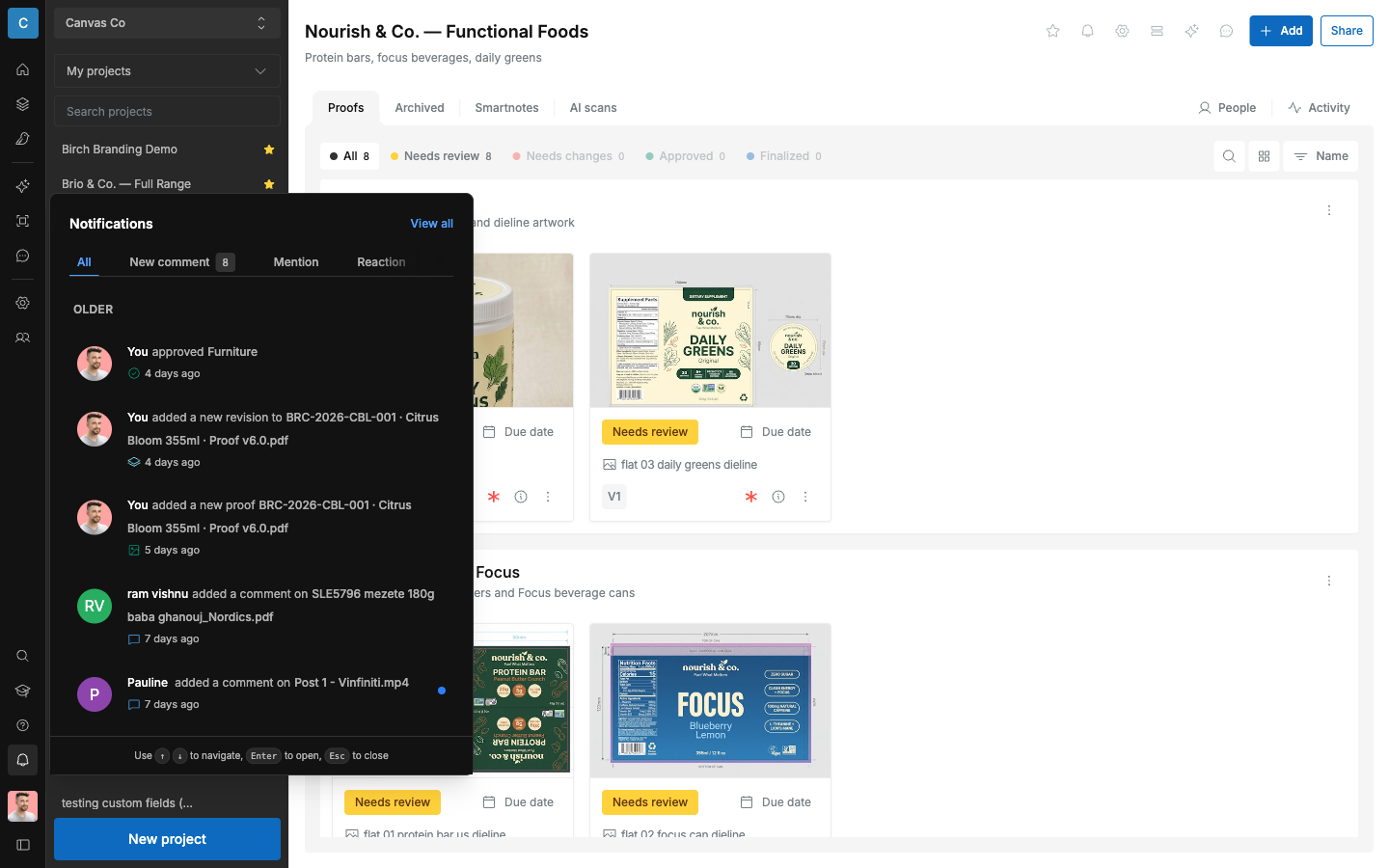 SCREENSHOT: The notification bell popover, filter tabs, and items grouped under "Older"