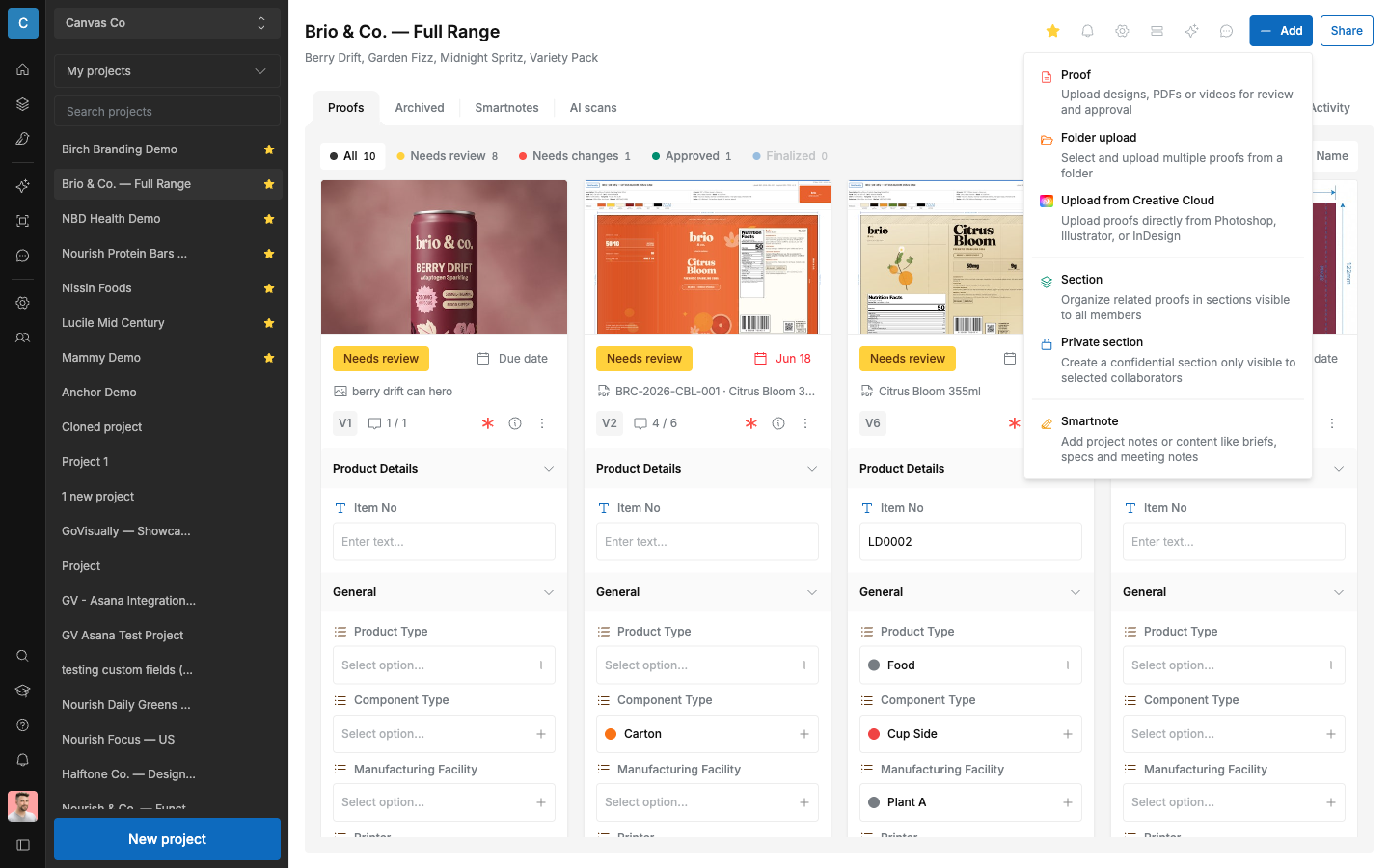 SCREENSHOT: The open "Add" menu showing all five options