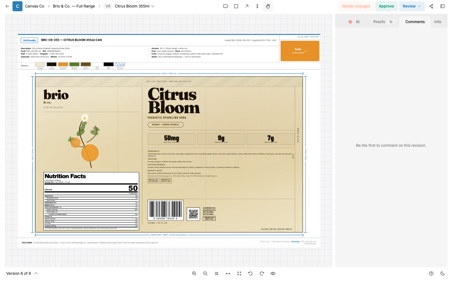 SCREENSHOT: The review screen with the artwork in the center, annotation tools, and the comment panel on the right
